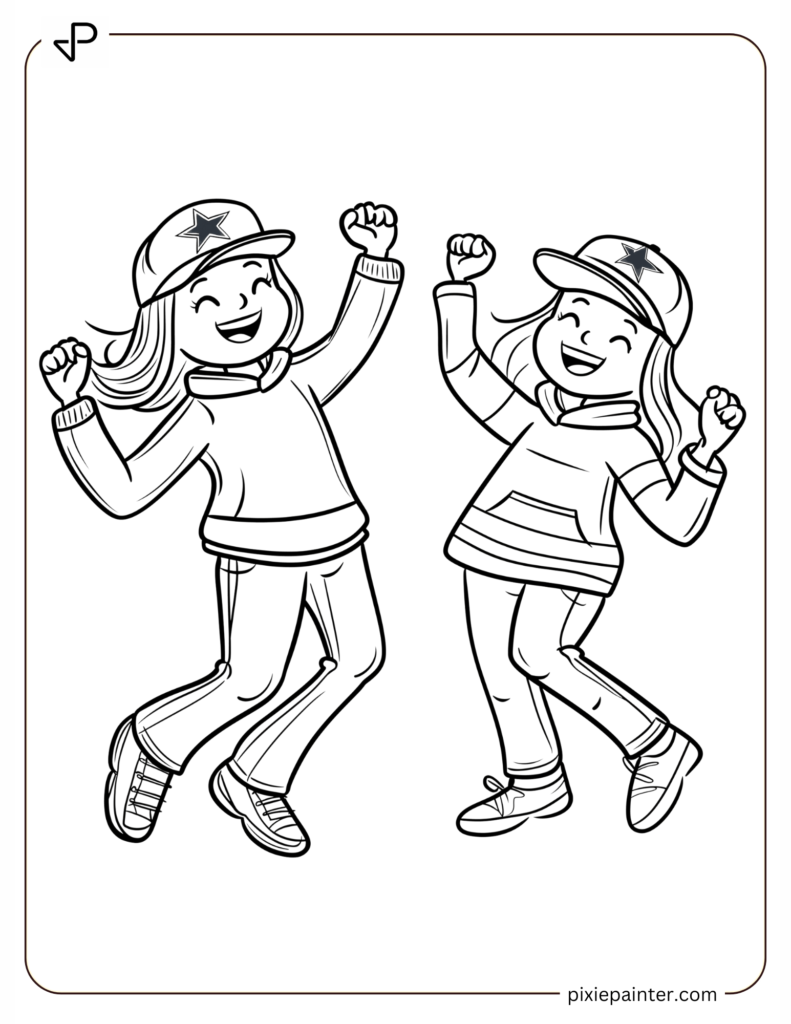 9. Cheerful Cowboys Fans Dancing and Celebrating -dallas cowboys coloring pages