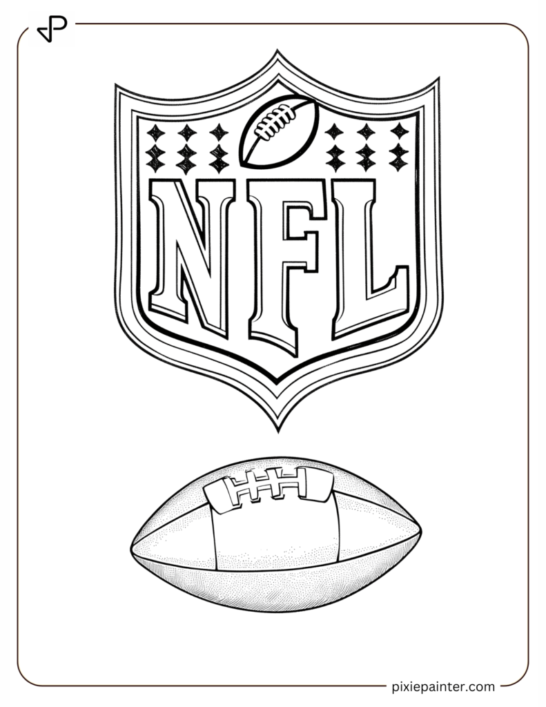 9. Cheerful NFL Logo And Ball Illustration Coloring Pages