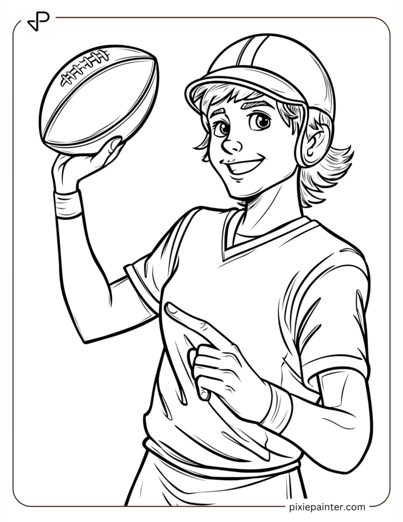 9. Football Player Proudly Spinning the Ball on a Finger- color sheets