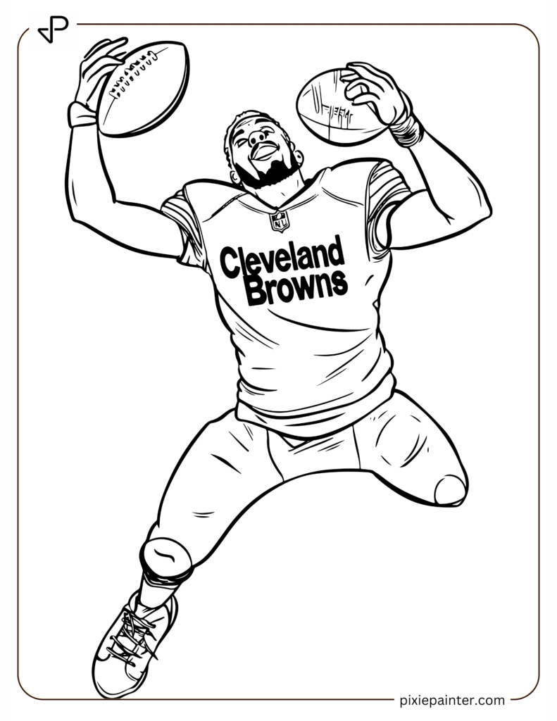 Cartoon Cleveland Browns Receiver Catching the Ball