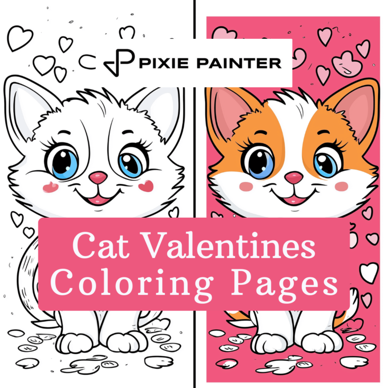 Cat valentines coloring page