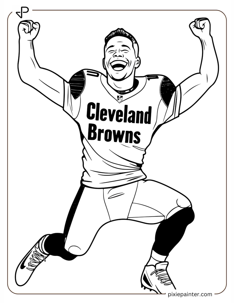 Cleveland Browns Cartoon Player Doing a Victory Dance