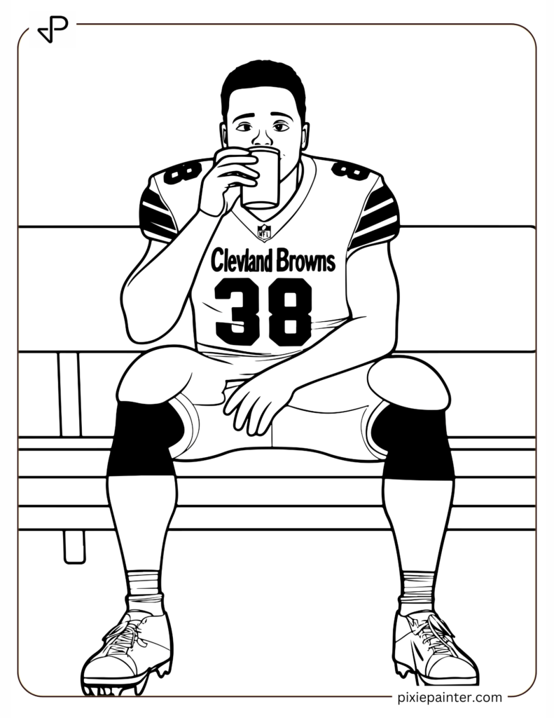 Cleveland Browns Player Drinking Water on the Sidelines