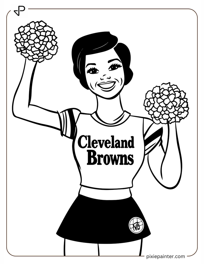 Happy Cleveland Browns Cheerleader Waving Pom-Poms