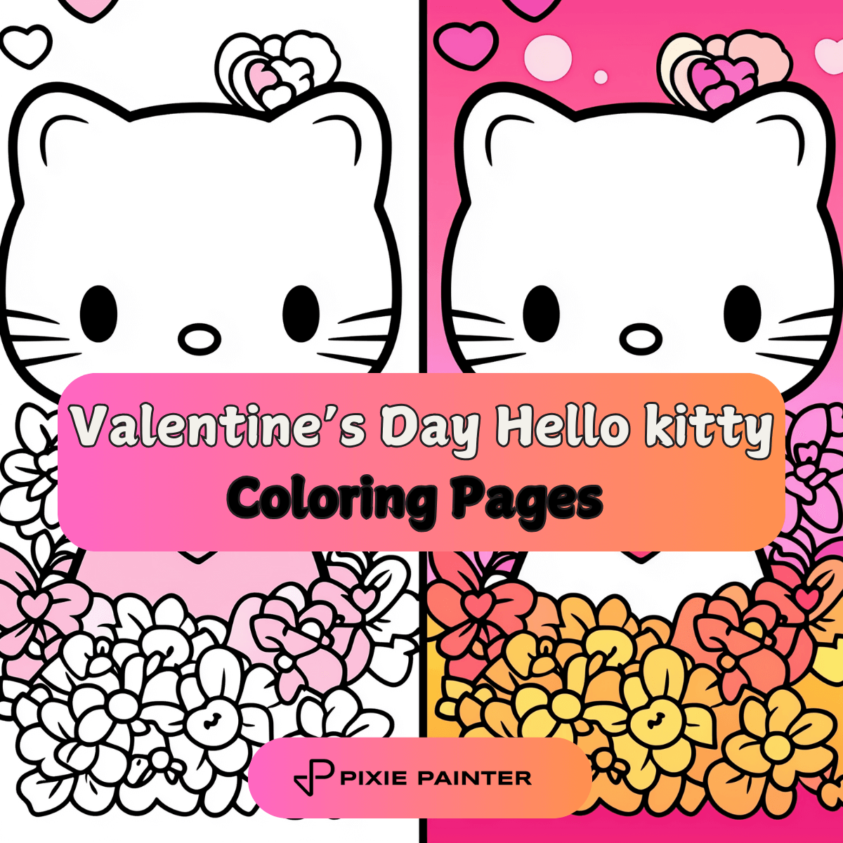 Valentines Day Coloring Pages Hello Kitty