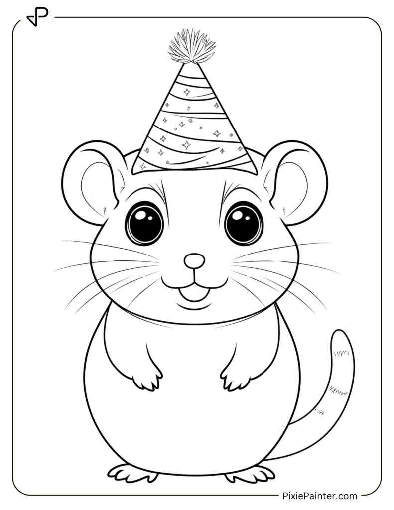 Hamster Wearing A Tiny Festive Party Hat