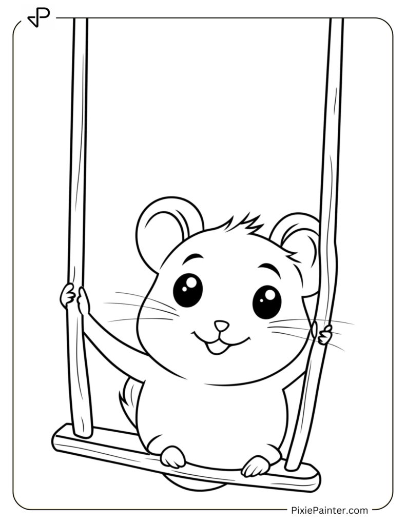 Hamster Swinging Happily On A Tiny Swing