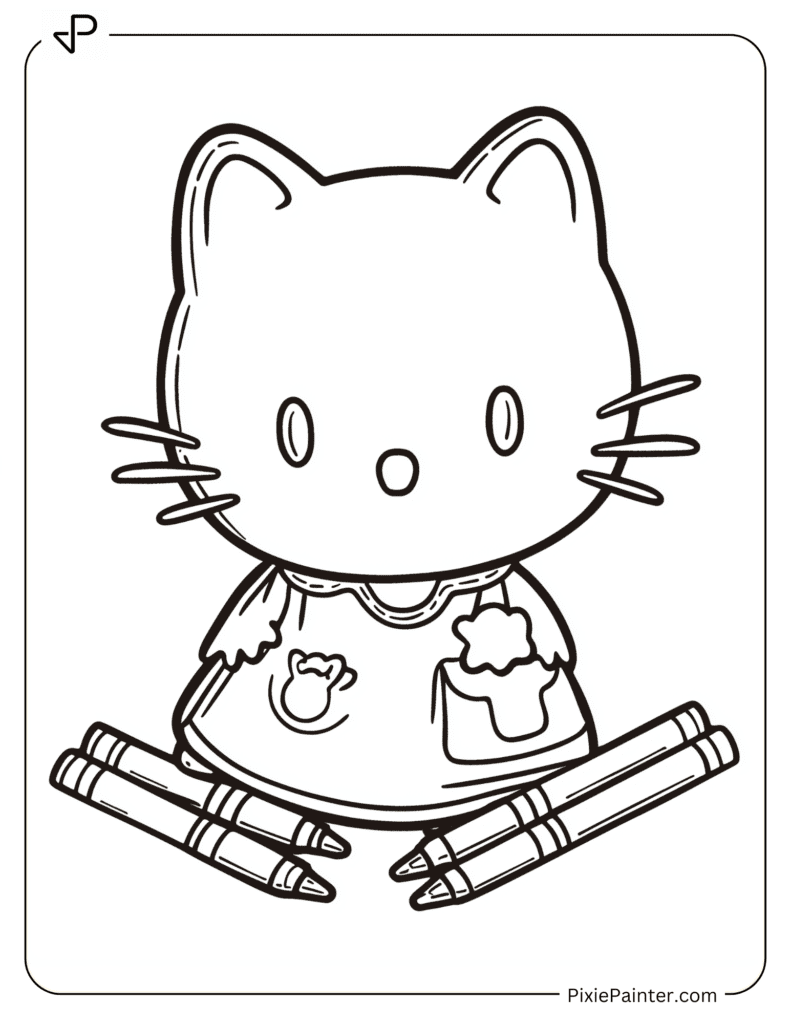 Hello Kitty Drawing With Crayons