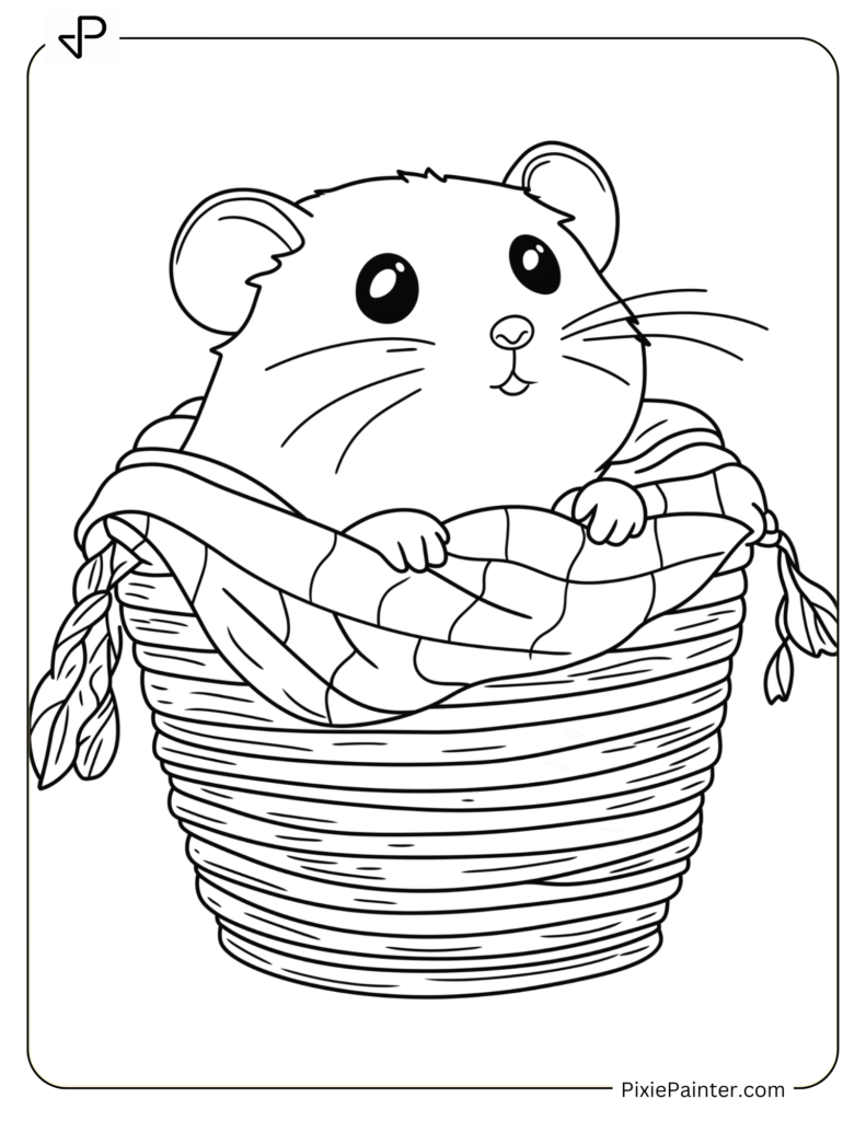 Hamster In A Basket Wrapped In A Blanket