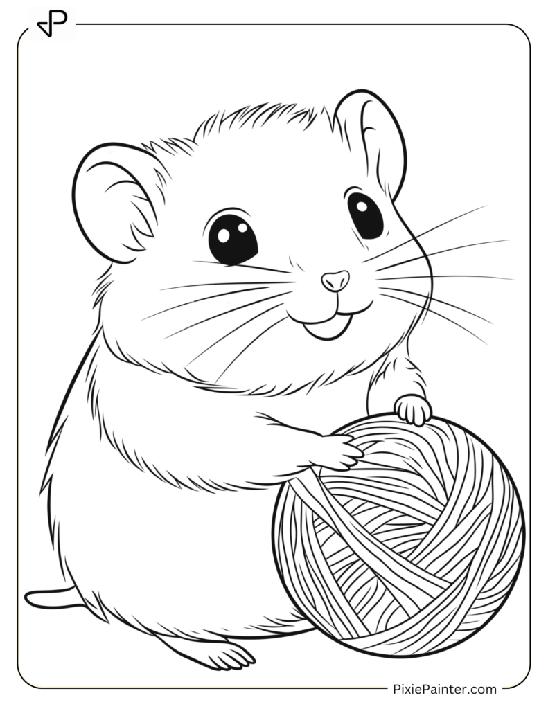 Playful Hamster Tangled In A Ball Of Yarn