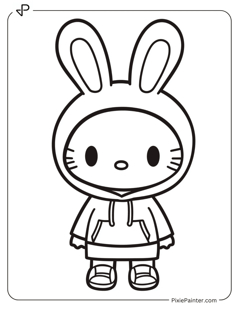 Hello Kitty Wearing A Bunny Hoodie