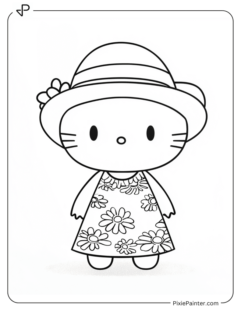 Hello Kitty In A Summer Dress With A Sun Hat