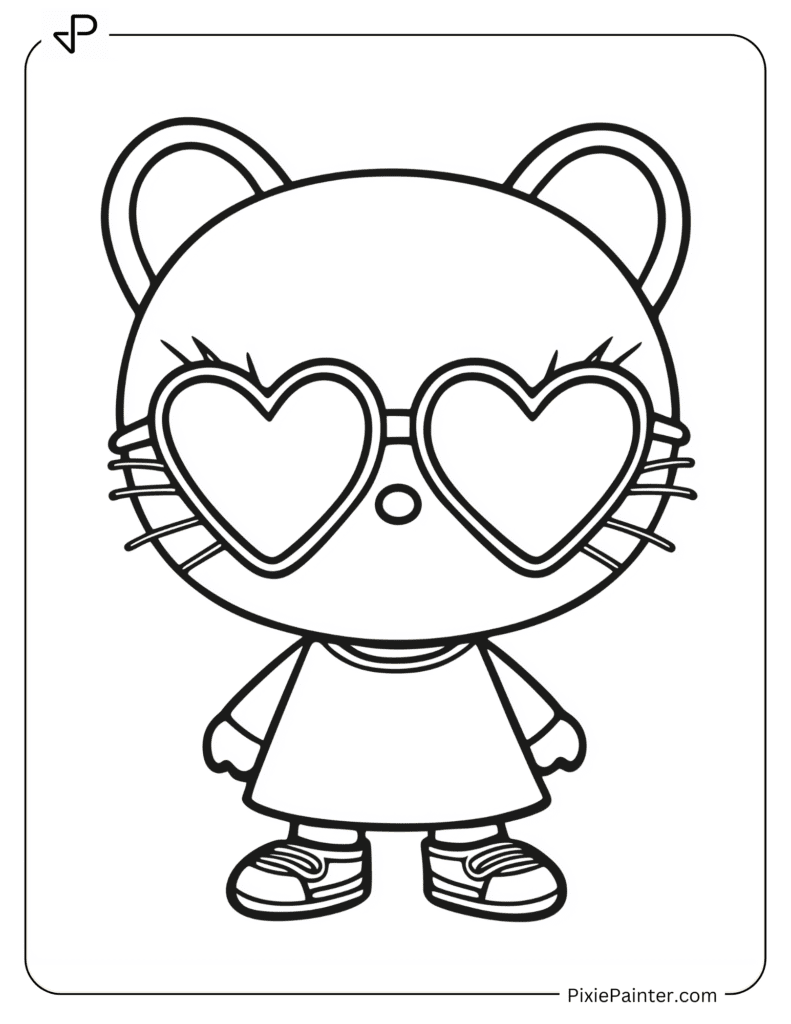 Hello Kitty Wearing Heart-Shaped Sunglasses