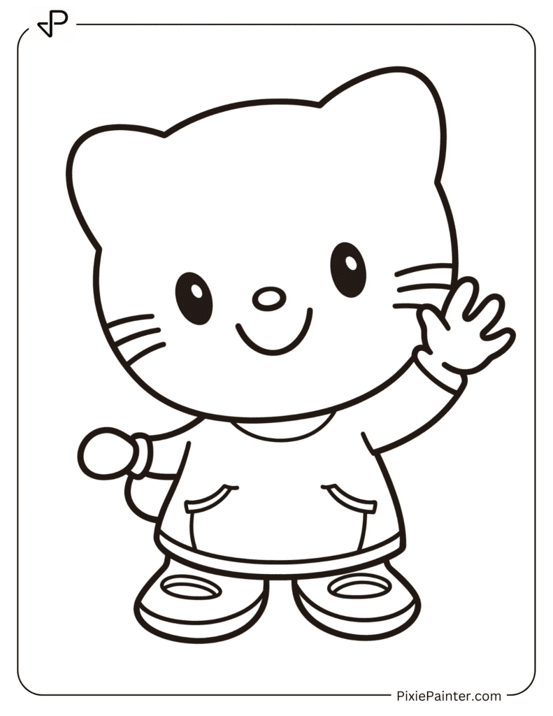 Hello Kitty Waving With A Big Smile
