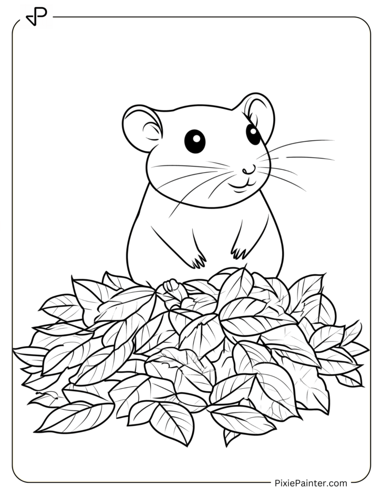 Hamster Sitting On A Cozy Pile Of Leaves