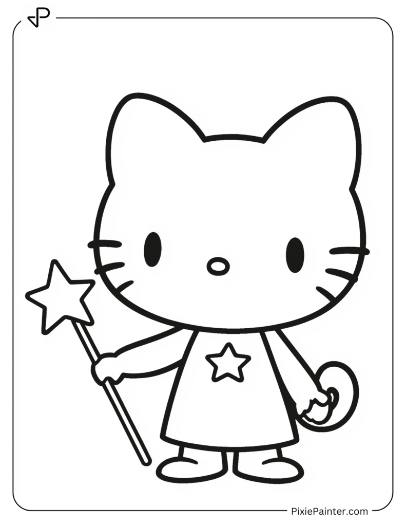 Hello Kitty Holding A Star Wand