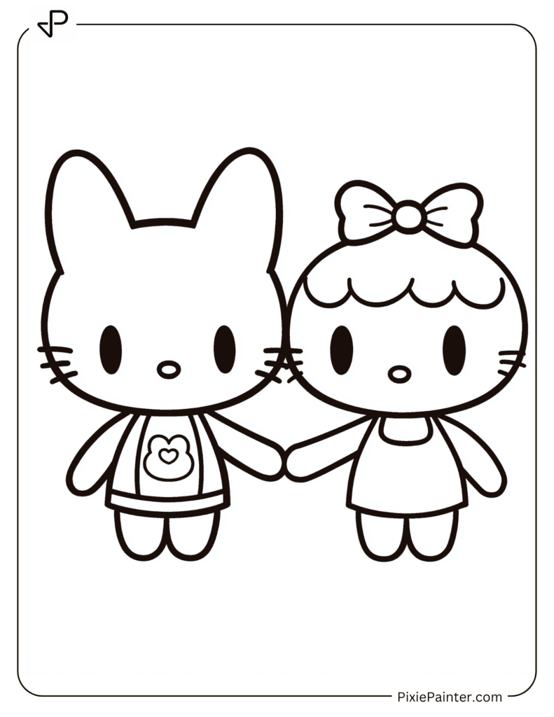 Hello Kitty and My Melody holding hands