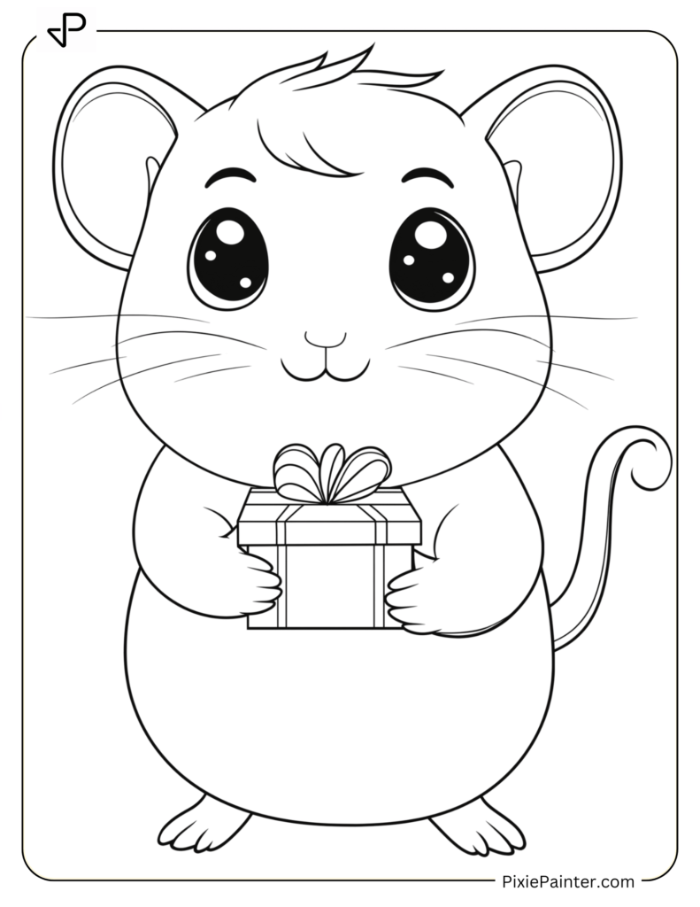 Hamster Holding A Tiny Wrapped Gift Box