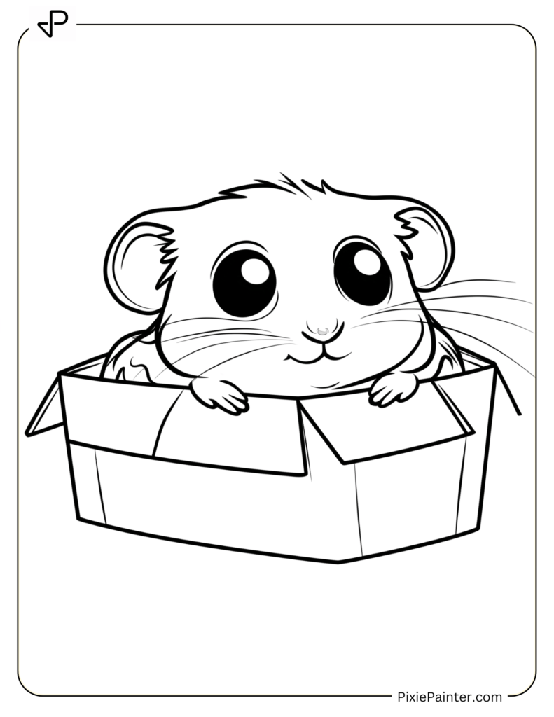 Adorable Hamster Inside A Small Cardboard Box