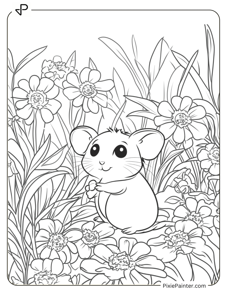 Hamster Exploring A Beautiful Flower Garden