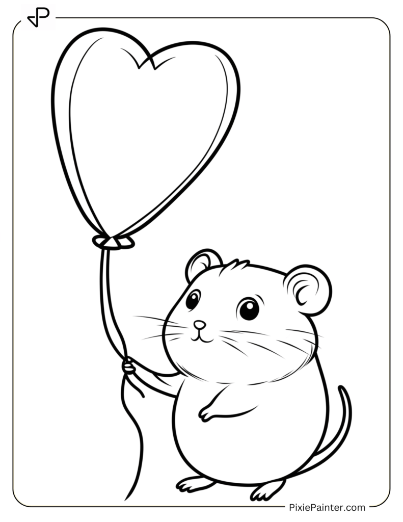 Hamster Holding A Heart-Shaped Floating Balloon