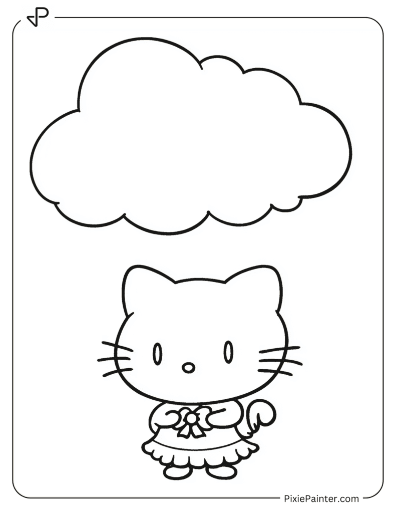 Hello Kitty With A Big Fluffy Cloud Above Her