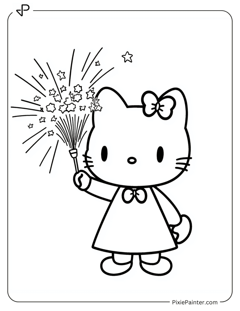 Hello Kitty Holding Fireworks For New Year Eve