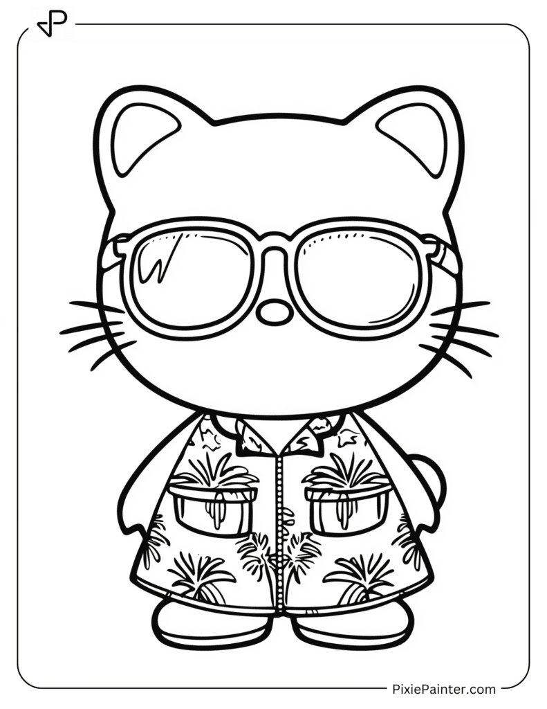 Hello Kitty In A Summer Outfit With Sunglasses