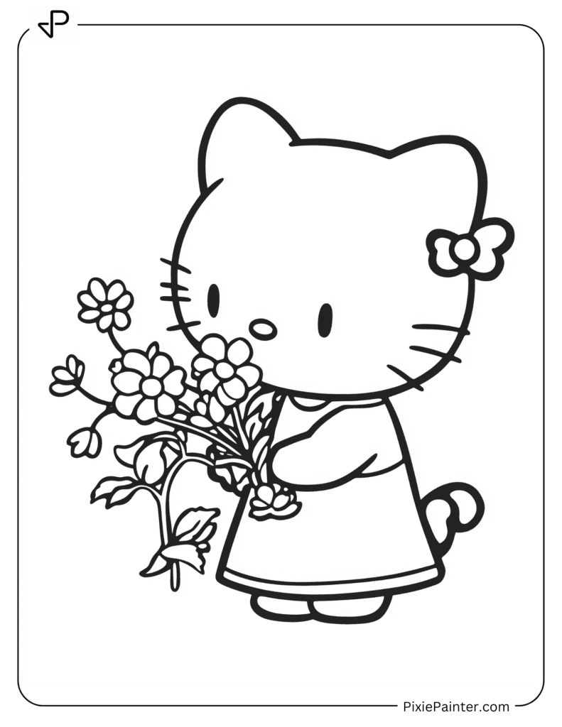 Hello Kitty Picking Flowers In Spring