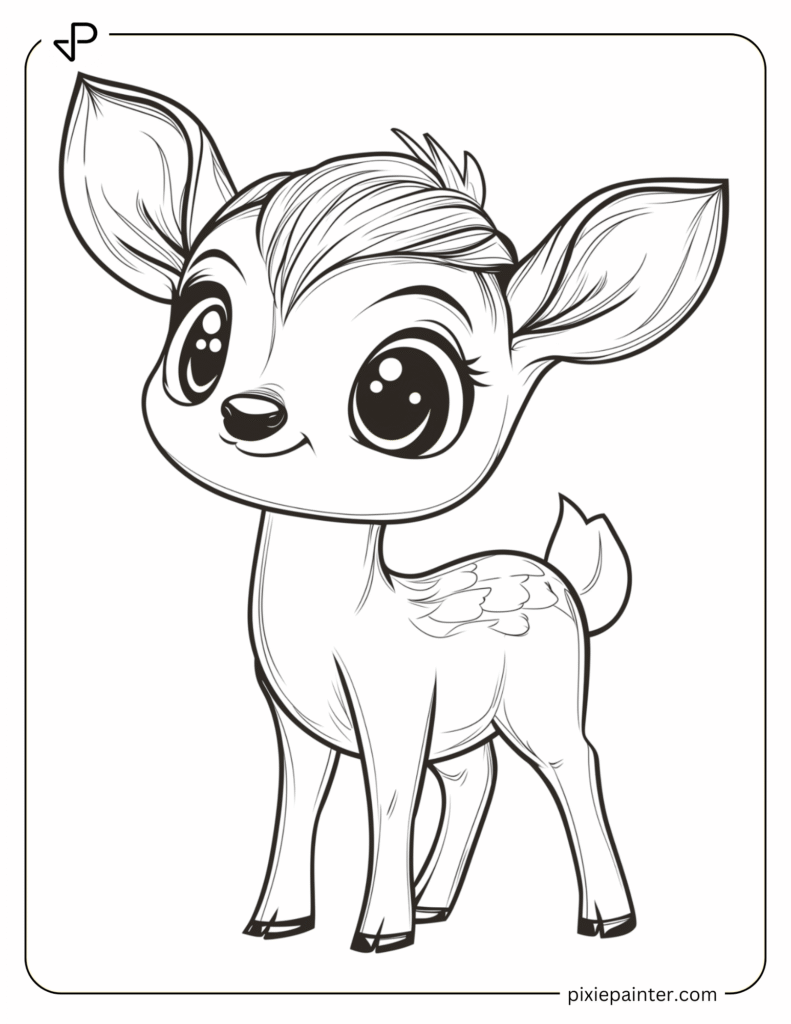 1. Baby Deer with Big Eyes- coloring pages