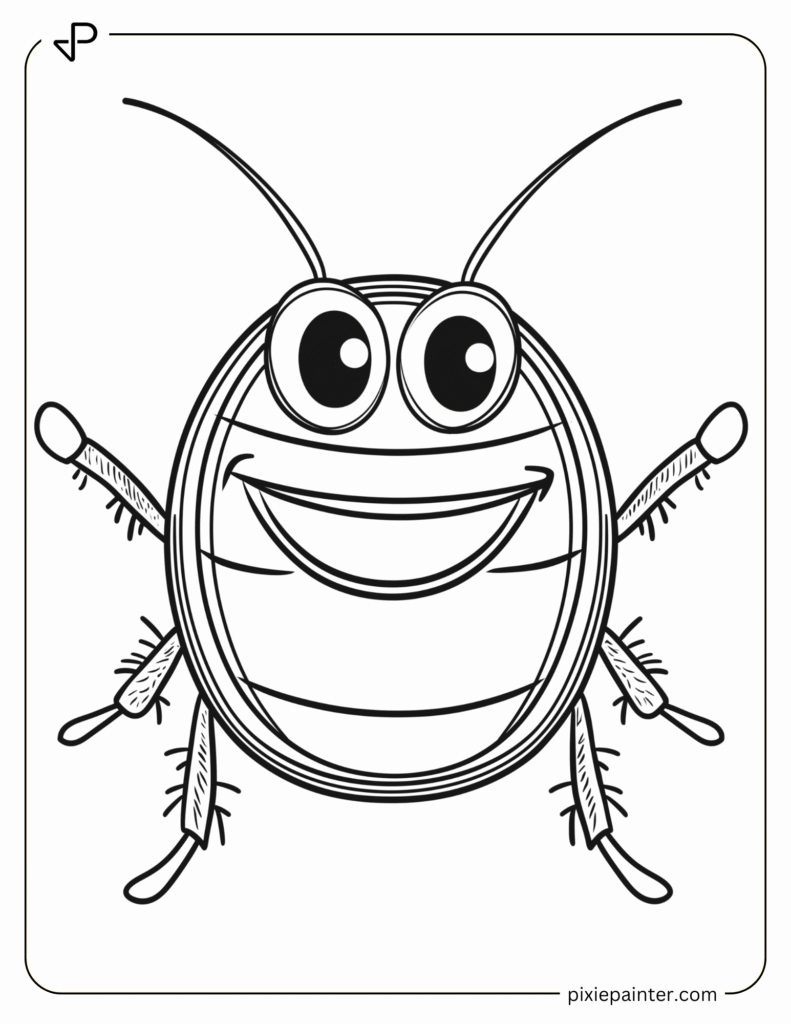 1. Cute Cockroach Smiling -Coloring Pages