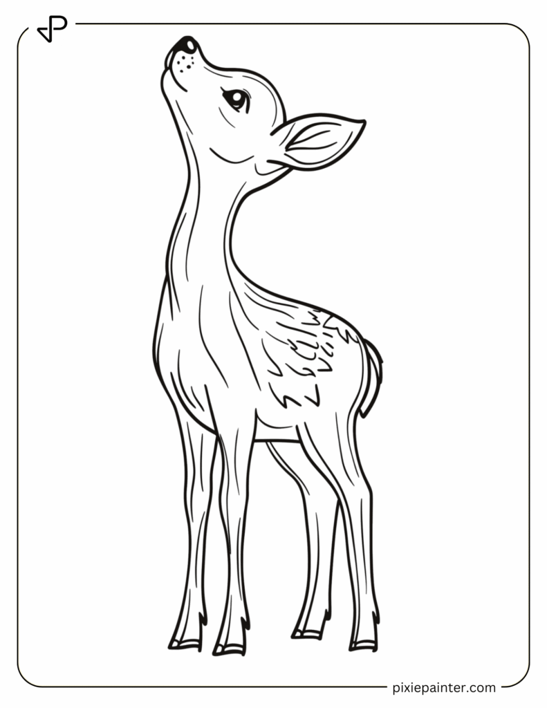 10. Baby Deer Looking Up- coloring pages