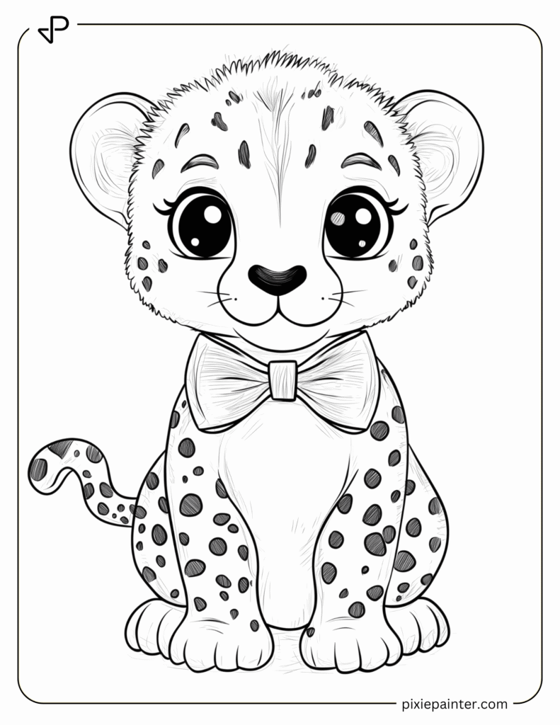 10. Cheetah With a Bow Tie- coloring pages