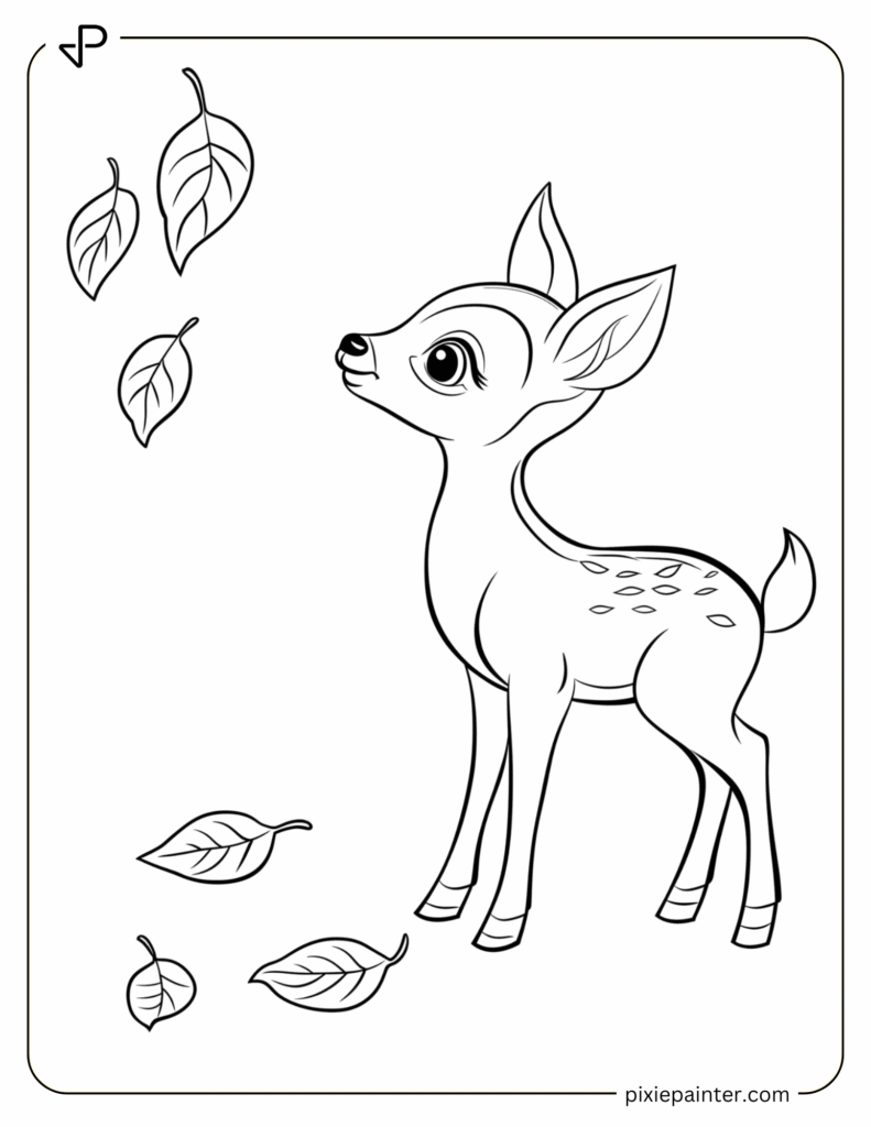 11. Baby Deer and Falling Leaves- coloring pages