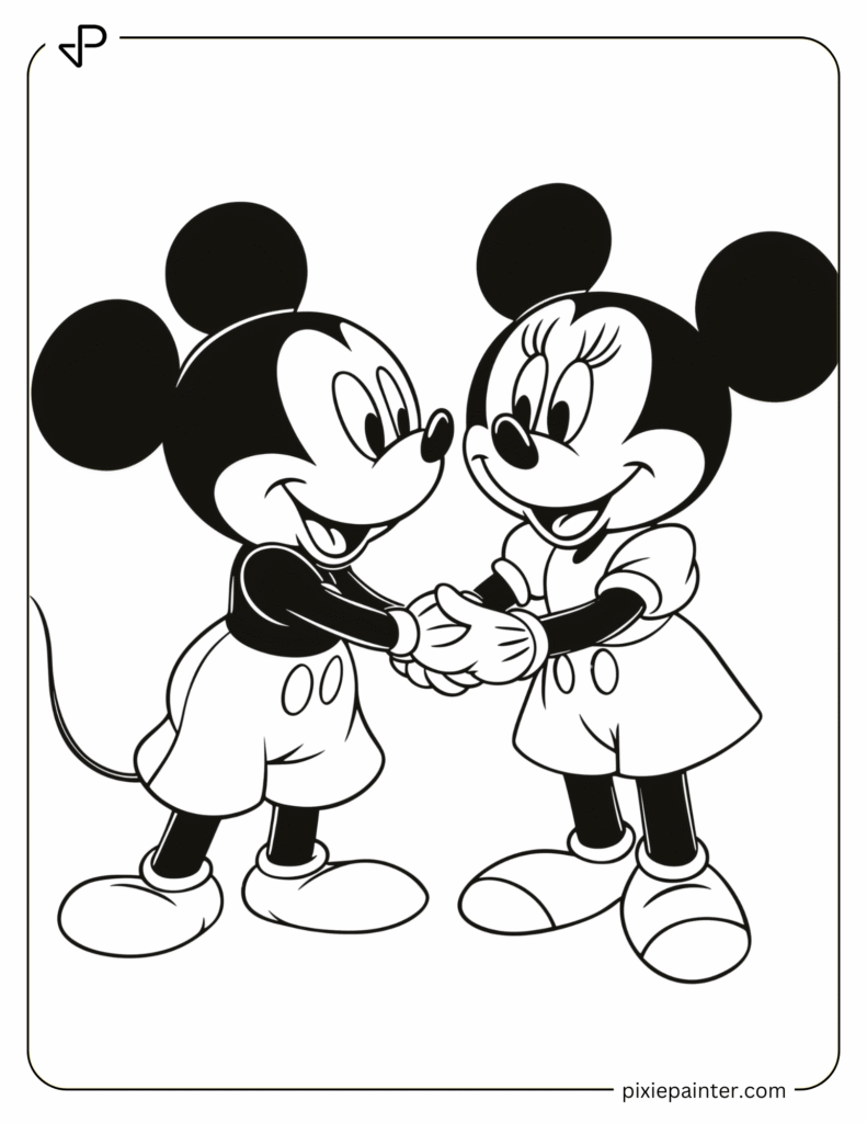 11. Mickey and Minnie Holding Hands- Micky mousr characters coloring pages