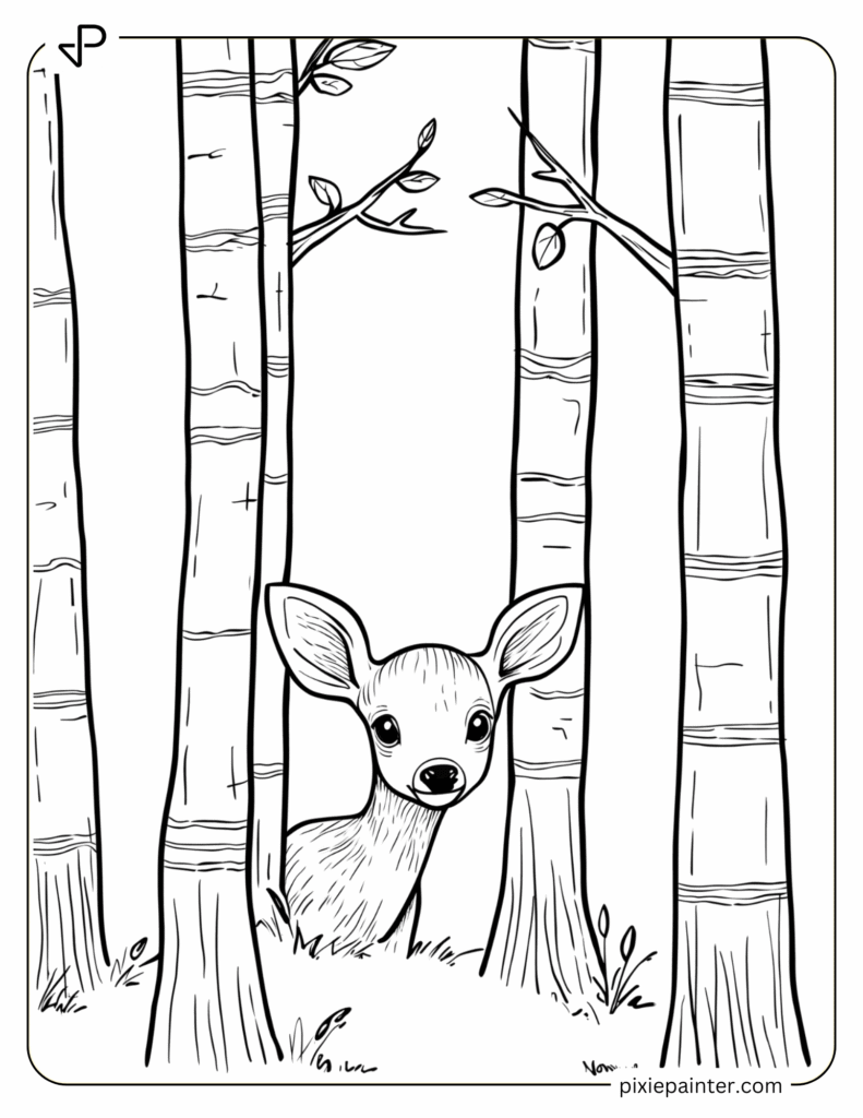 13. Baby Deer in the Forest- coloring pages