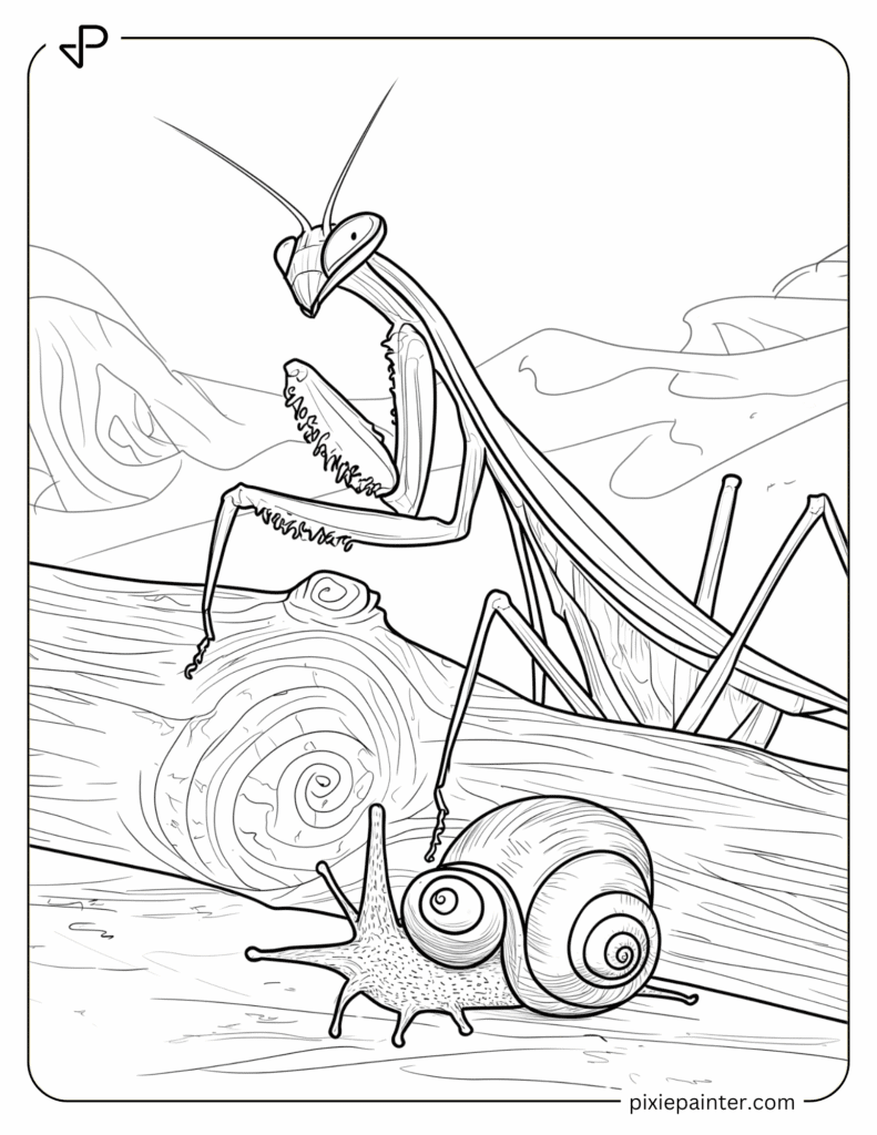 14. Baby Mantis Sitting on a Fallen Log