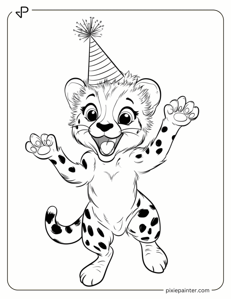 17. Playful Cheetah With a Party Hat