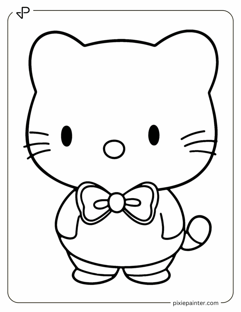 2. Hello Kitty Wearing a Bow-Sanrio characters coloring pages