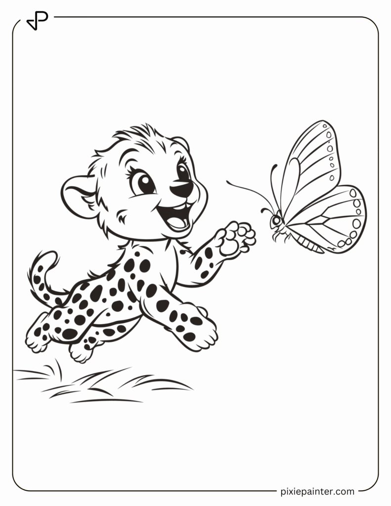 20. Cute Baby Cheetah Chasing a Butterfly