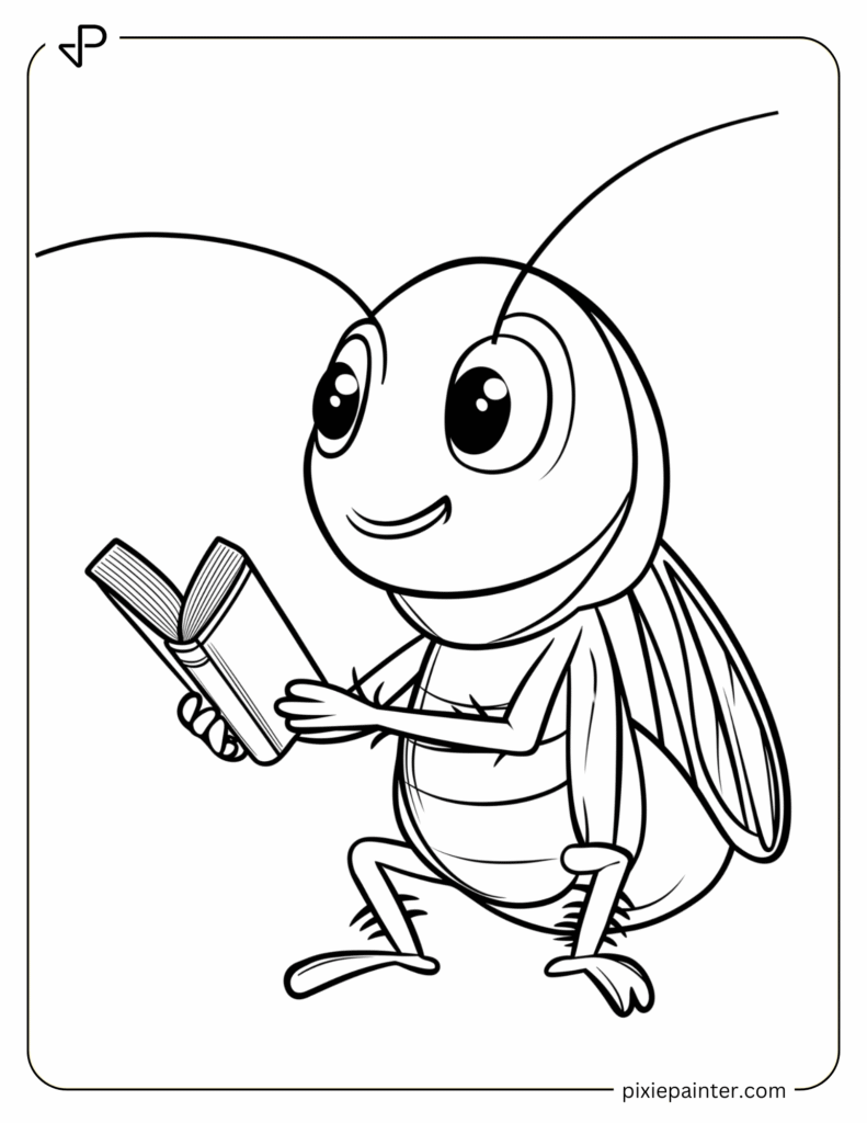 22. Curious Cockroach Holding a Tiny Book