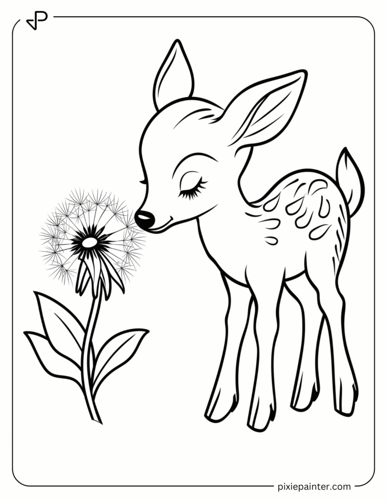 22. Cute Deer Sniffing a Dandelion