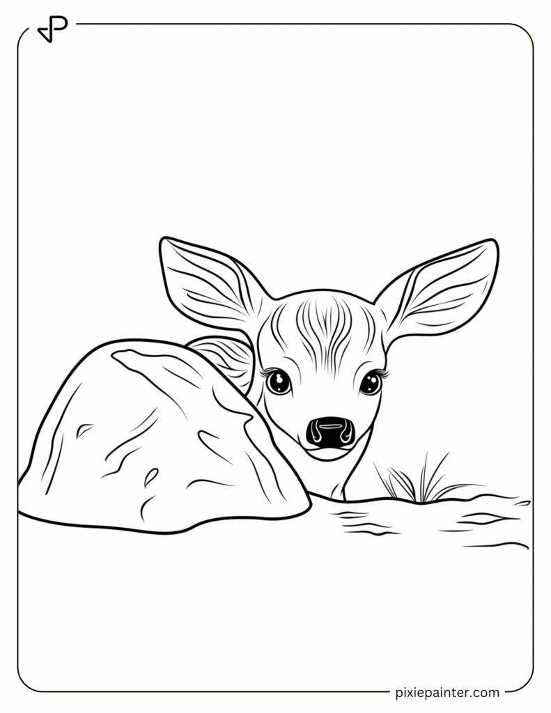 23. Baby Deer Hiding Behind a Rock