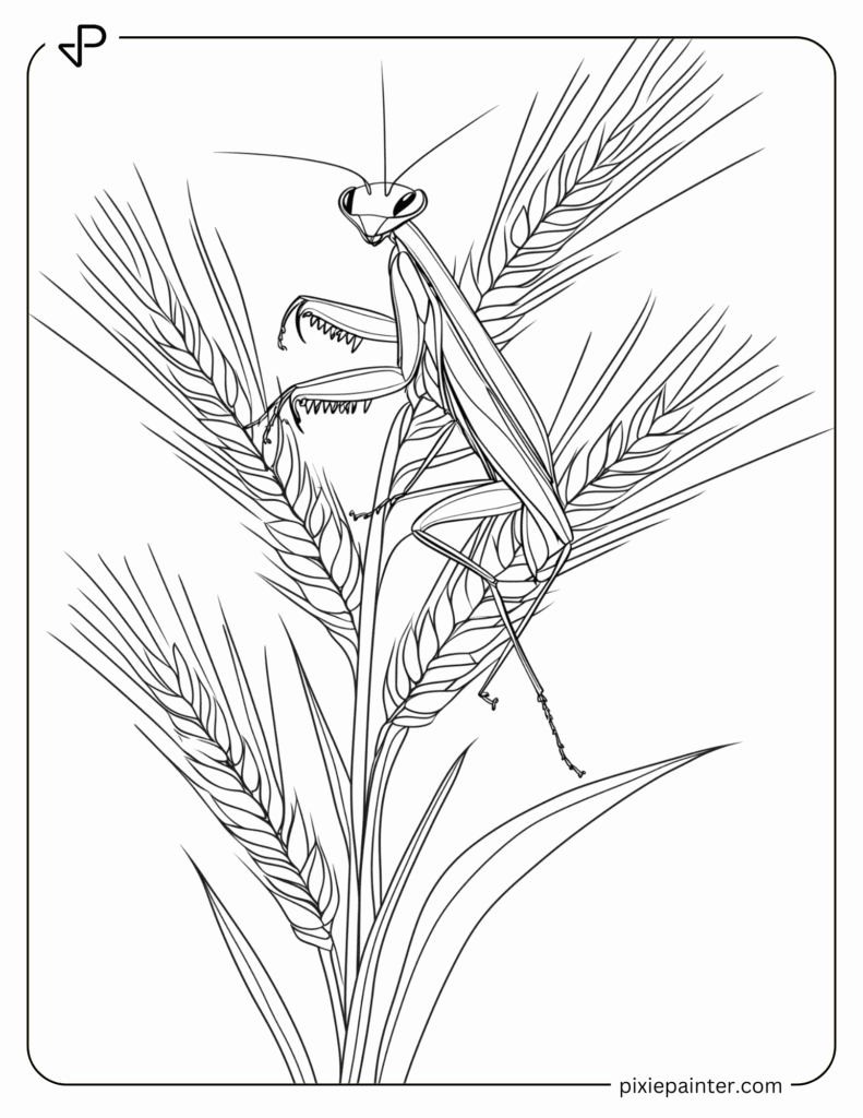 23. Baby Mantis Climbing Wheat Stalk