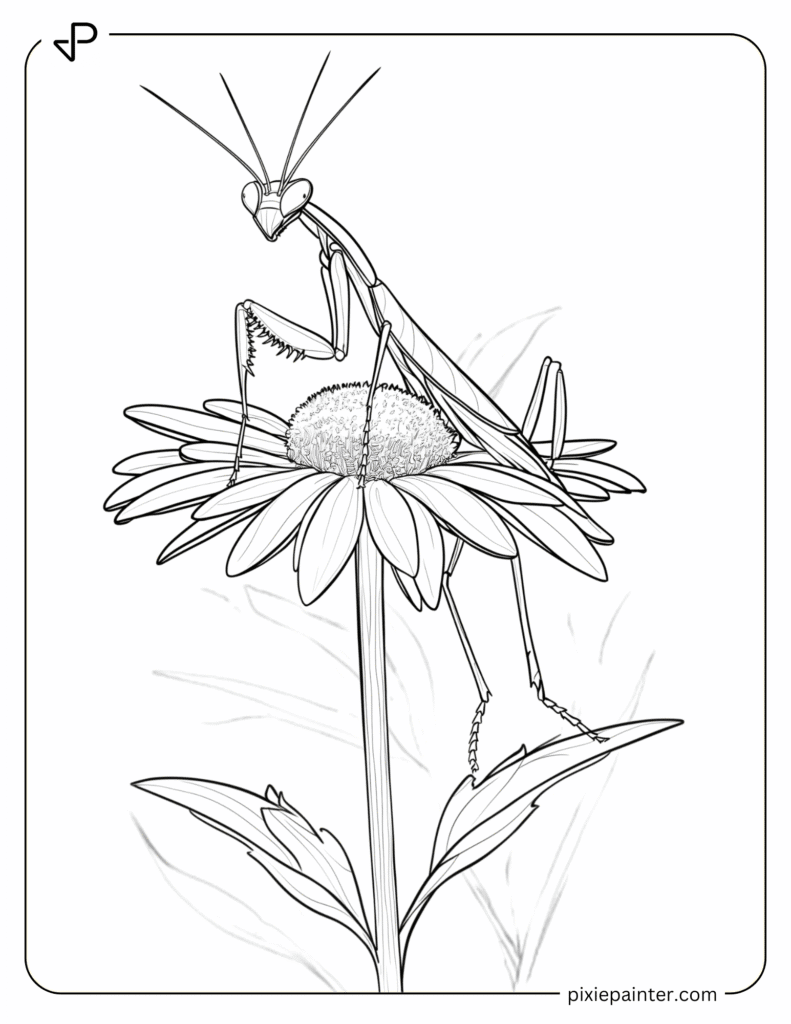 24. Baby Mantis Resting on a Daisy