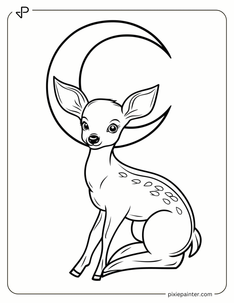 25. Baby Deer and a Crescent Moon