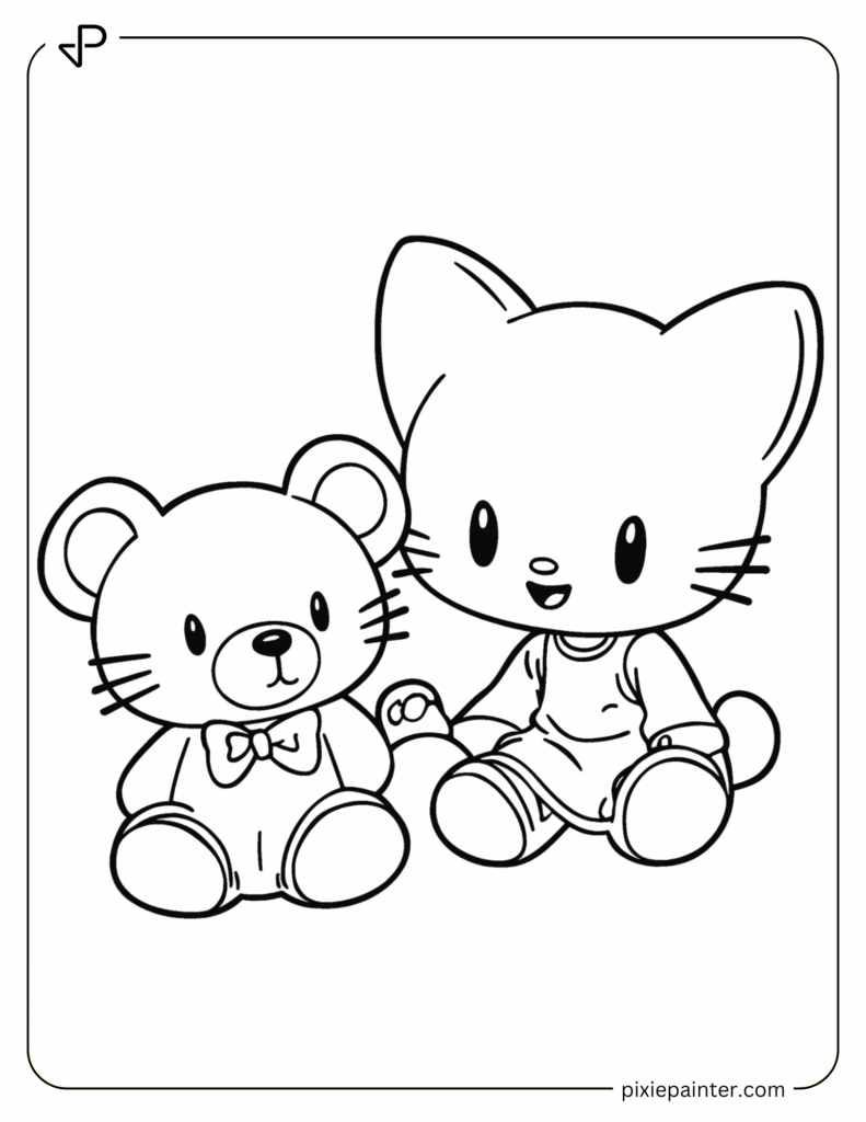 25. Hello Kitty Sitting with a Teddy Bear