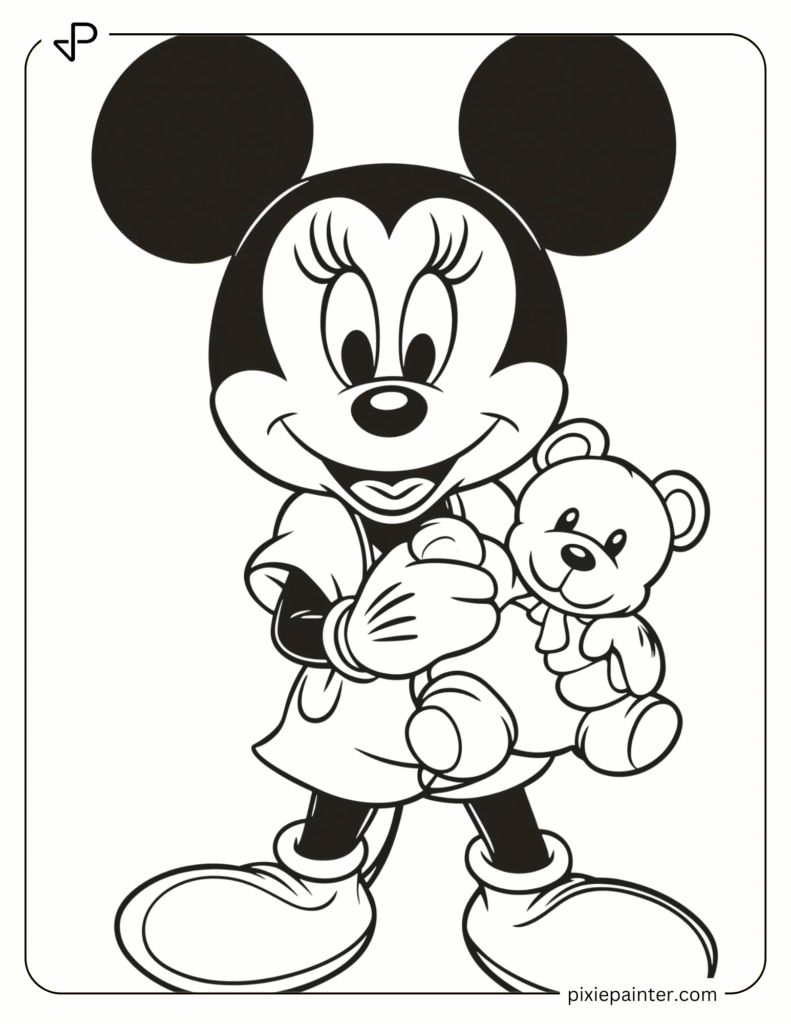 26. Minnie Mouse Holding a Teddy Bear