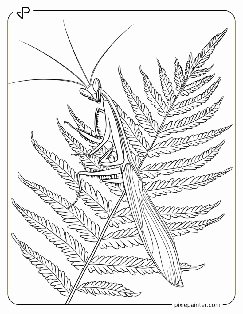 27. Baby Mantis Resting Under a Fern Leaf