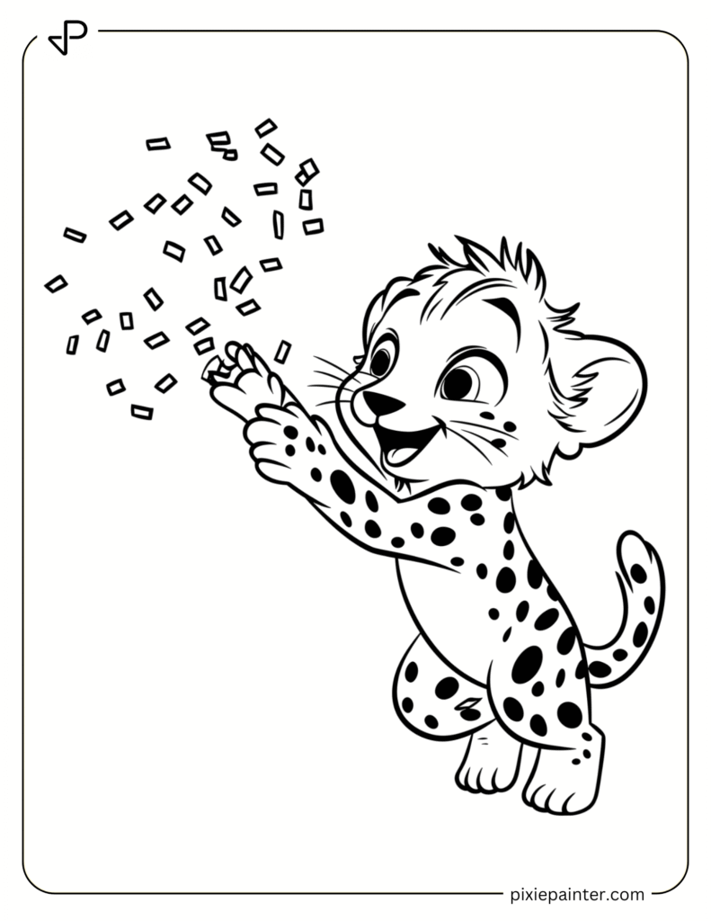 27. Cheetah Celebrating With Confetti